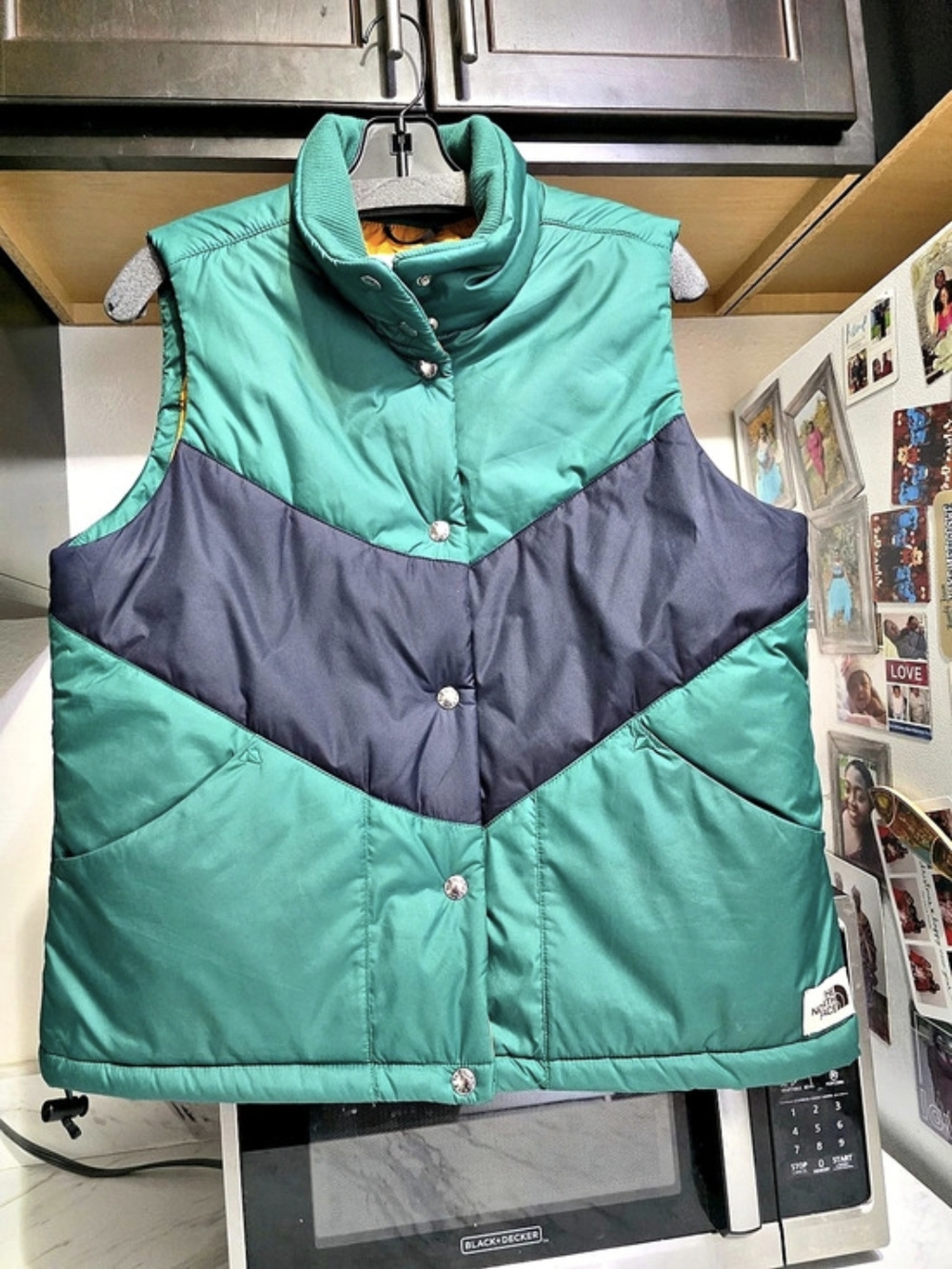 The North Face 1996 Retro Nuptse Vest Color Block Vest Green & Gray Medium